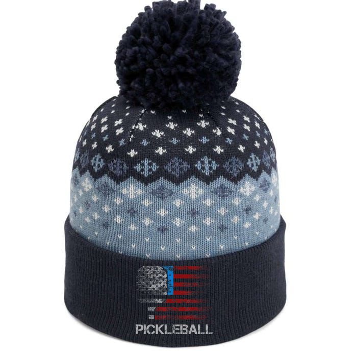 Us Flag Pickleball Player Paddleball Lover The Baniff Cuffed Pom Beanie