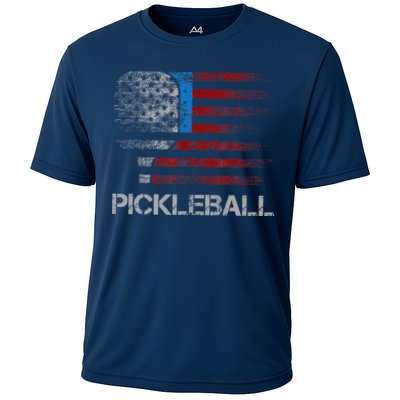 Us Flag Pickleball Player Paddleball Lover Performance Shirt