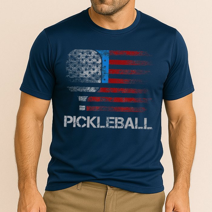 Us Flag Pickleball Player Paddleball Lover Performance Shirt