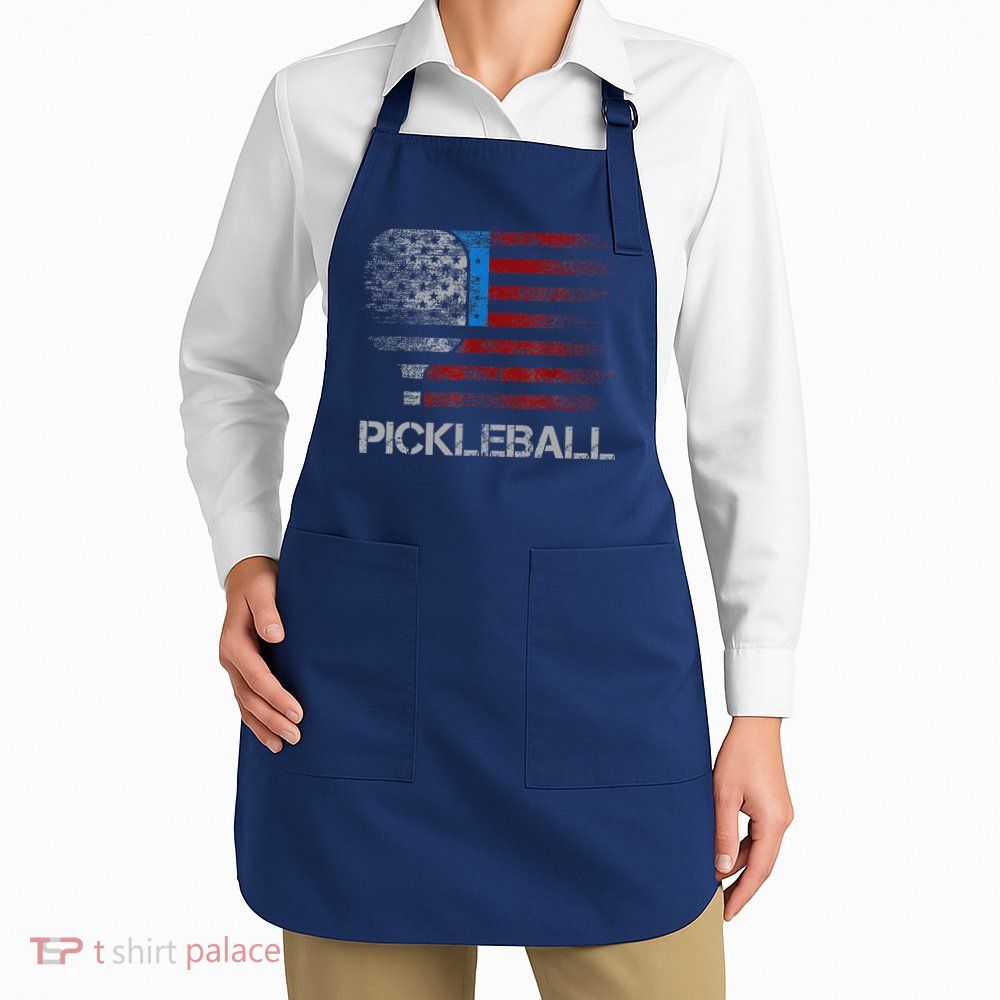 Us Flag Pickleball Player Paddleball Lover Apron
