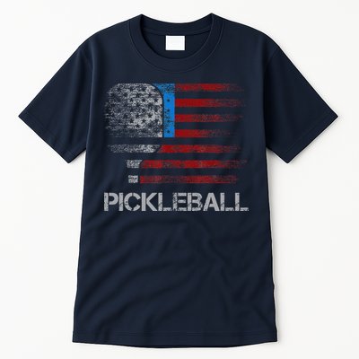 Us Flag Pickleball Player Paddleball Lover Tall T-Shirt