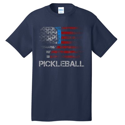 Us Flag Pickleball Player Paddleball Lover Tall T-Shirt