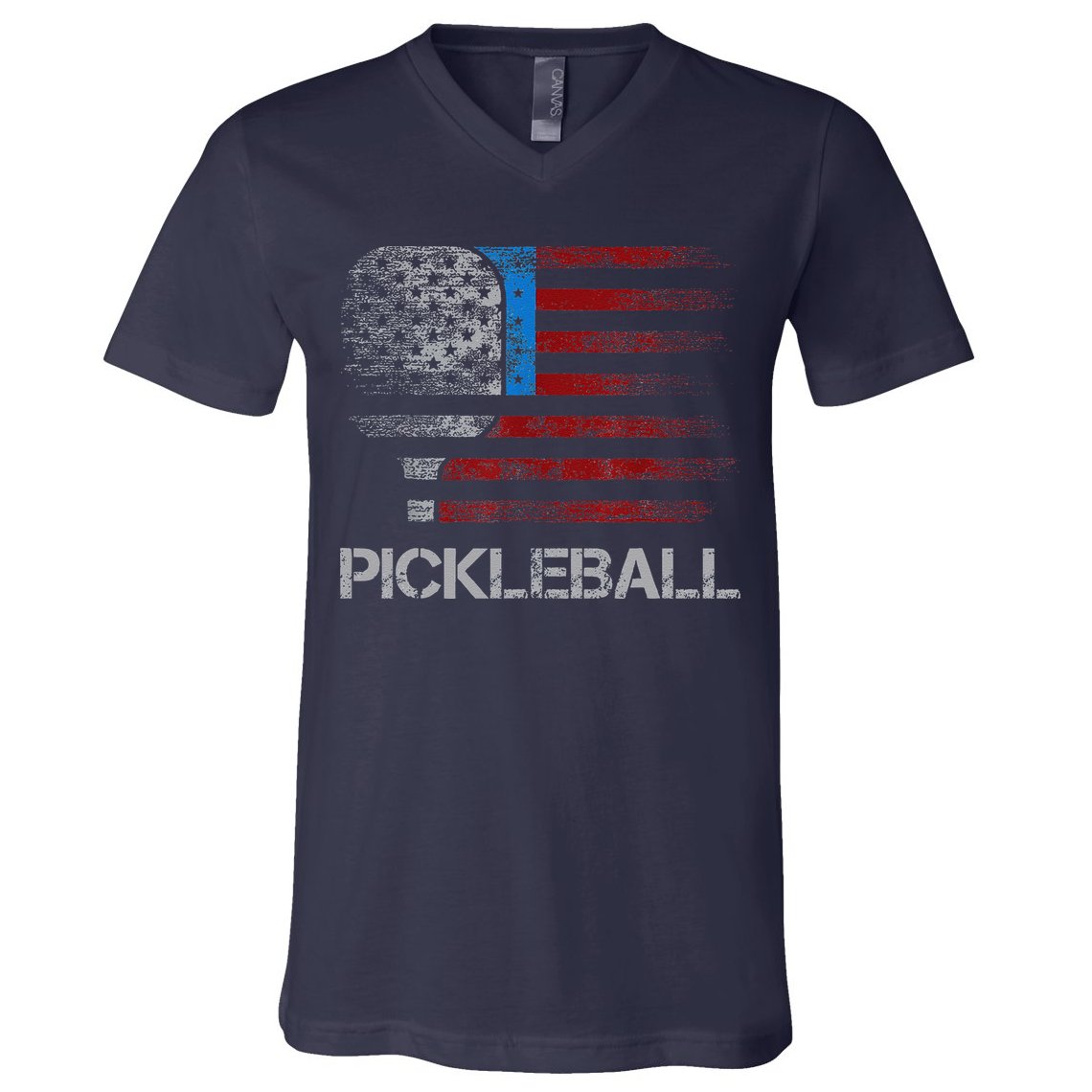 Us Flag Pickleball Player Paddleball Lover V-Neck T-Shirt
