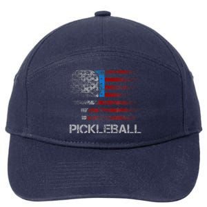 Us Flag Pickleball Player Paddleball Lover 7-Panel Snapback Hat