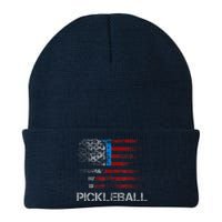 Us Flag Pickleball Player Paddleball Lover Knit Cap Winter Beanie