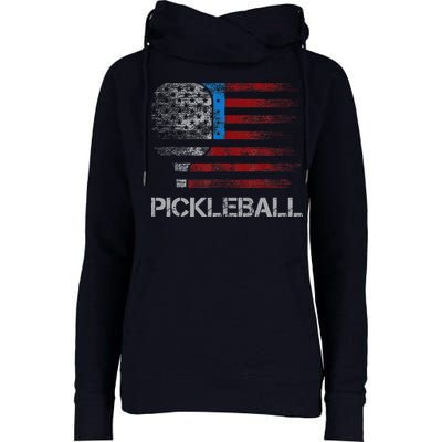 Us Flag Pickleball Player Paddleball Lover Womens Funnel Neck Pullover Hood