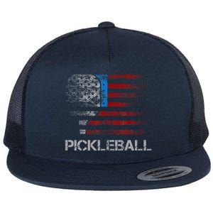 Us Flag Pickleball Player Paddleball Lover Flat Bill Trucker Hat