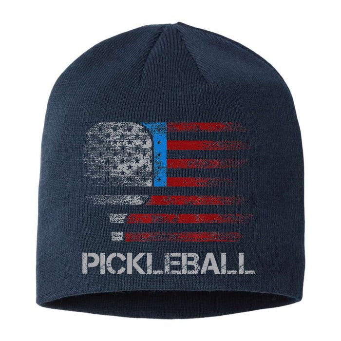 Us Flag Pickleball Player Paddleball Lover Sustainable Beanie