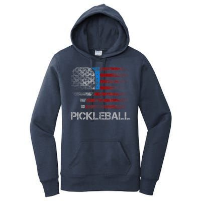 Us Flag Pickleball Player Paddleball Lover Women's Pullover Hoodie