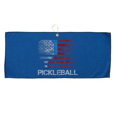 Us Flag Pickleball Player Paddleball Lover Large Microfiber Waffle Golf Towel