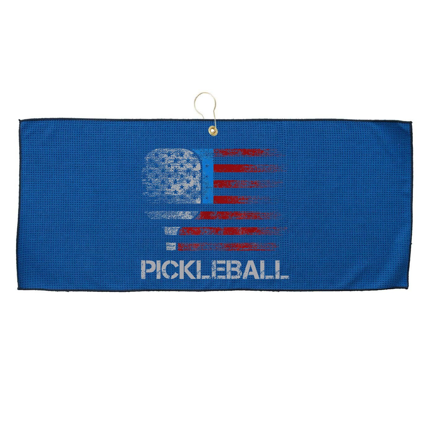 Us Flag Pickleball Player Paddleball Lover Large Microfiber Waffle Golf Towel