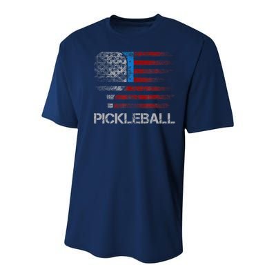 Us Flag Pickleball Player Paddleball Lover Youth Performance Sprint T-Shirt