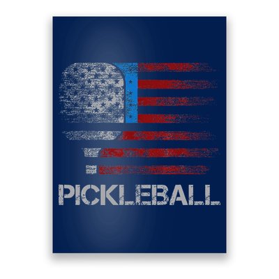 Us Flag Pickleball Player Paddleball Lover Poster
