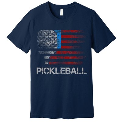 Us Flag Pickleball Player Paddleball Lover Premium T-Shirt