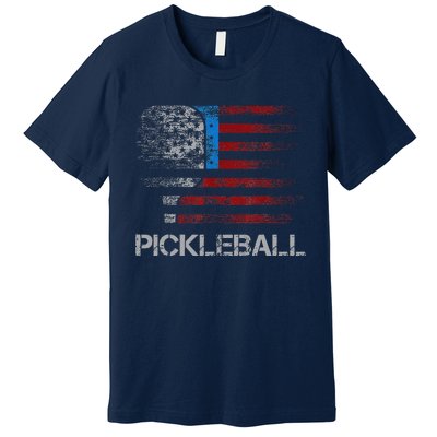 Us Flag Pickleball Player Paddleball Lover Premium T-Shirt