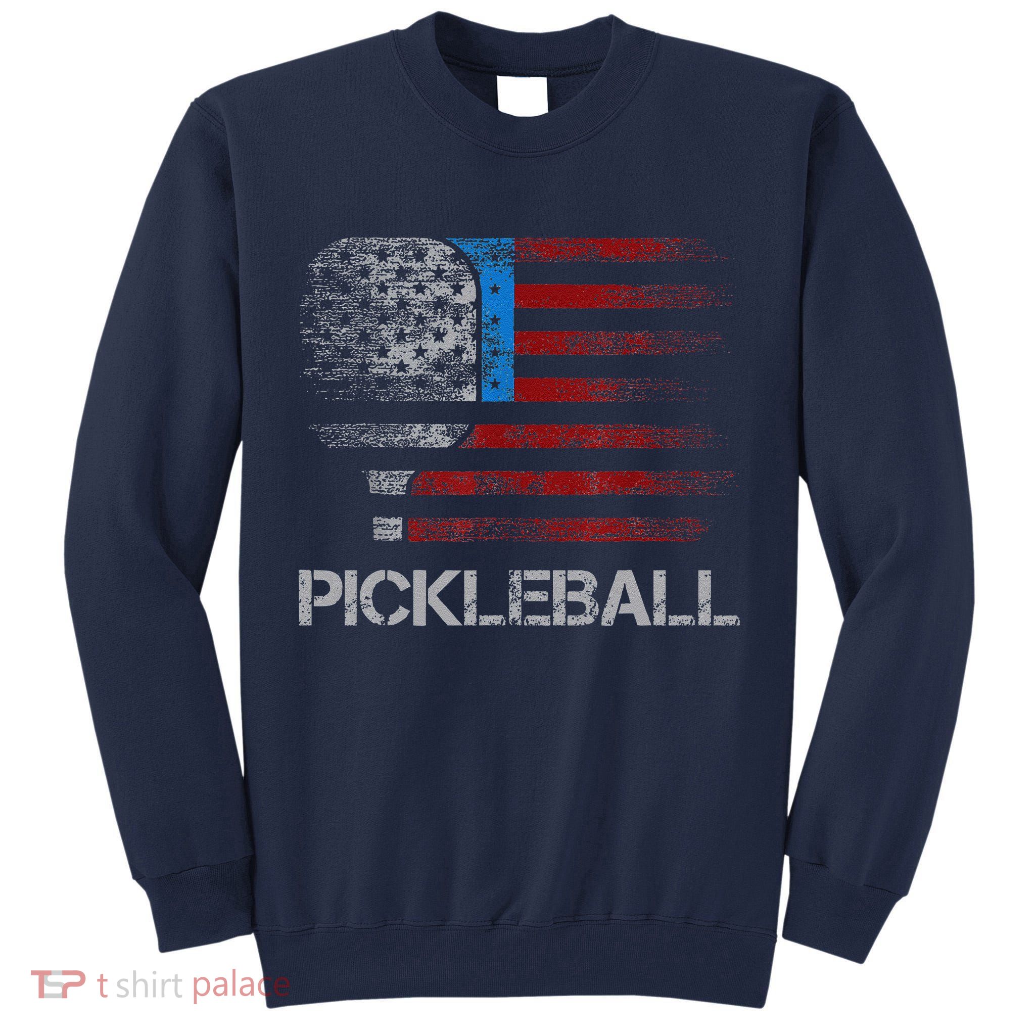 Us Flag Pickleball Player Paddleball Lover Tall Sweatshirt