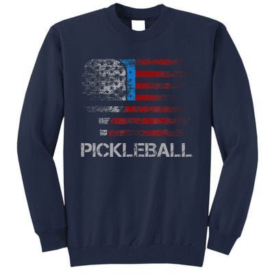 Us Flag Pickleball Player Paddleball Lover Tall Sweatshirt