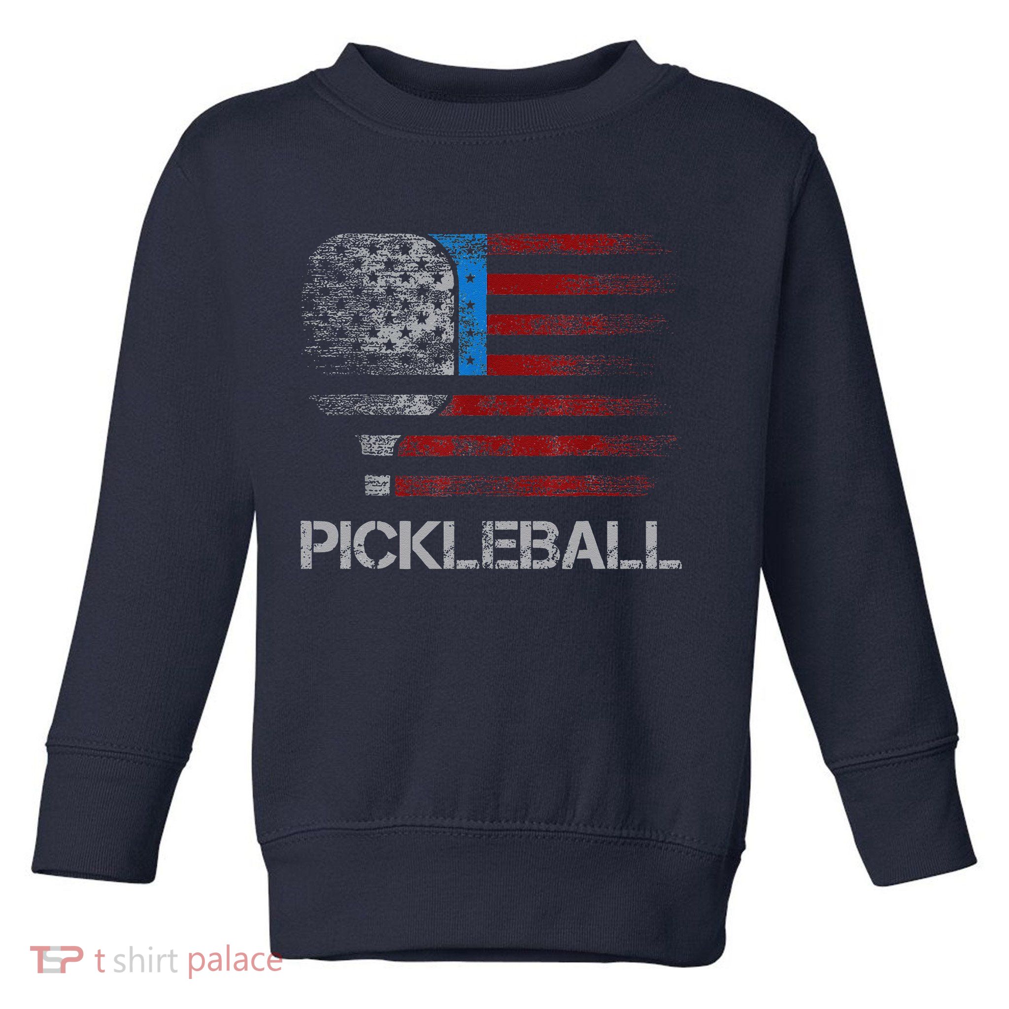 Us Flag Pickleball Player Paddleball Lover Toddler Sweatshirt