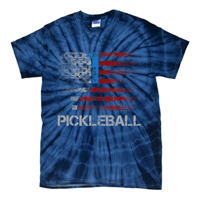 Us Flag Pickleball Player Paddleball Lover Tie-Dye T-Shirt