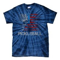 Us Flag Pickleball Player Paddleball Lover Tie-Dye T-Shirt