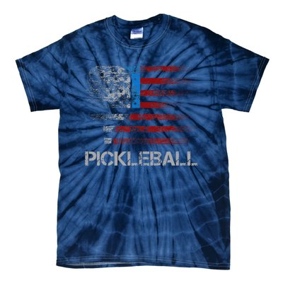 Us Flag Pickleball Player Paddleball Lover Tie-Dye T-Shirt