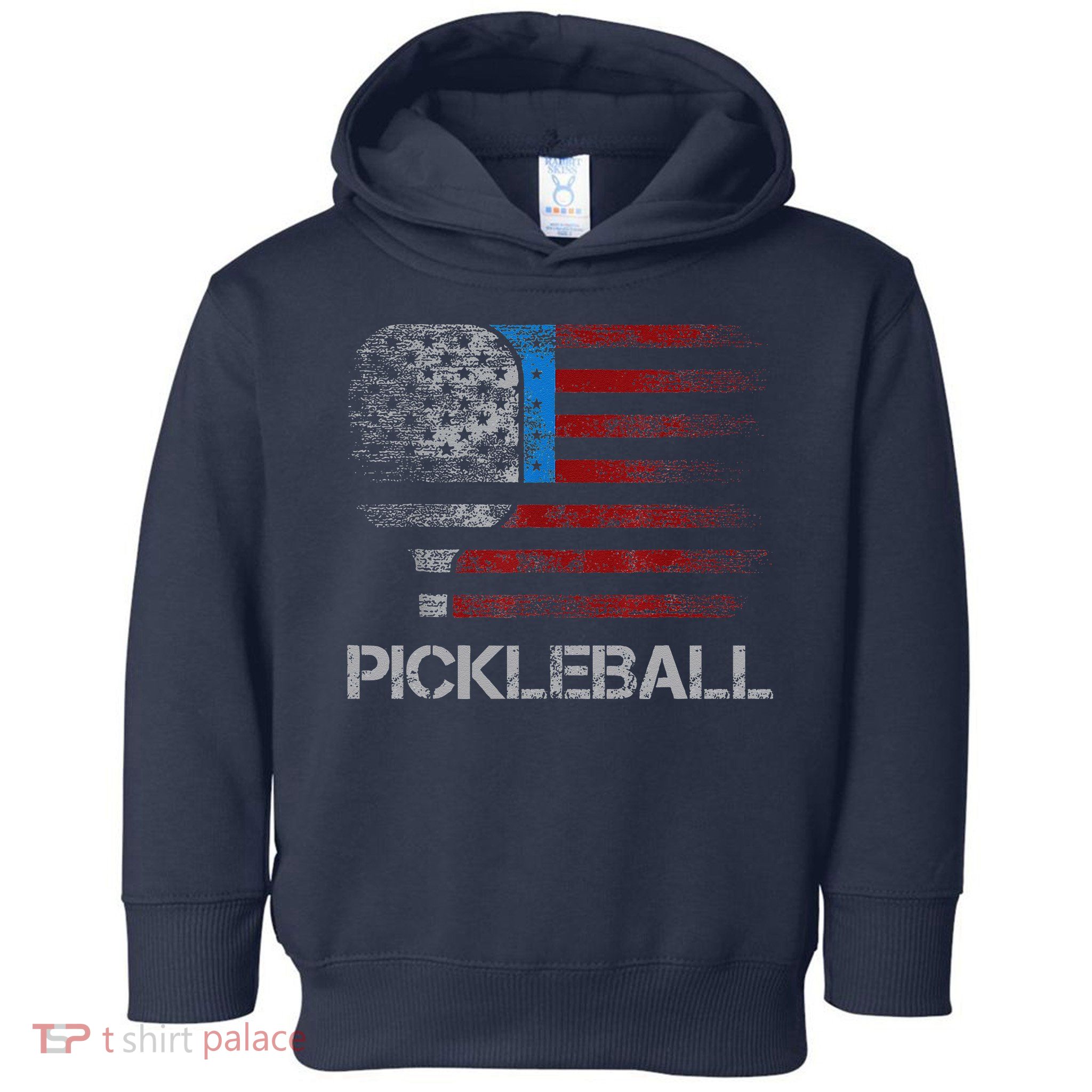 Us Flag Pickleball Player Paddleball Lover Toddler Hoodie