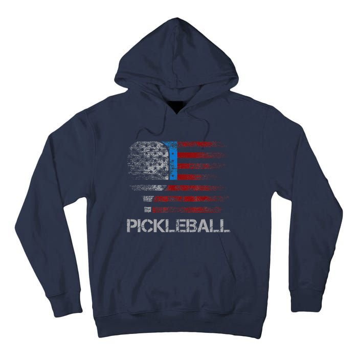 Us Flag Pickleball Player Paddleball Lover Tall Hoodie