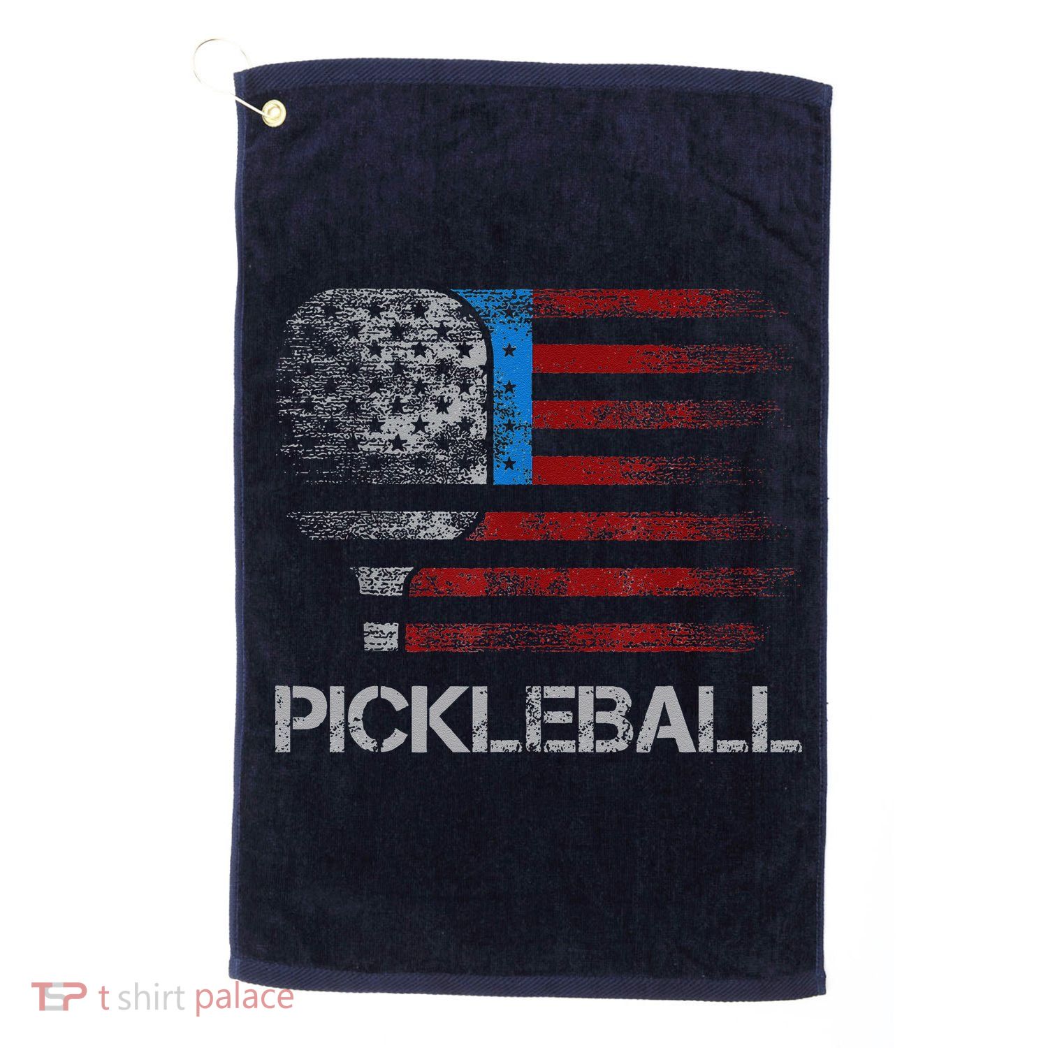 Us Flag Pickleball Player Paddleball Lover Golf Towel