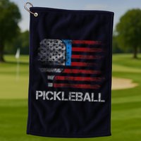 Us Flag Pickleball Player Paddleball Lover Golf Towel