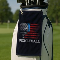 Us Flag Pickleball Player Paddleball Lover Golf Towel
