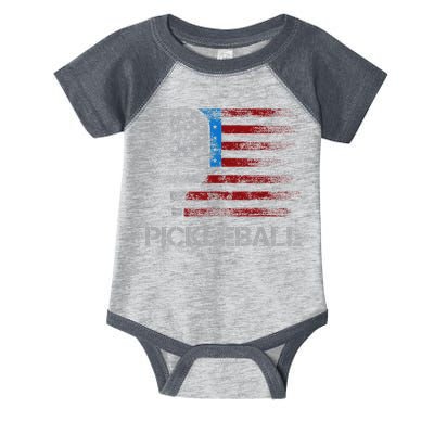 Us Flag Pickleball Player Paddleball Lover Infant Baby Jersey Bodysuit