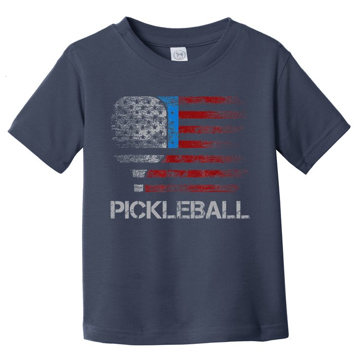 Us Flag Pickleball Player Paddleball Lover Toddler T-Shirt