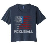 Us Flag Pickleball Player Paddleball Lover Crop Top