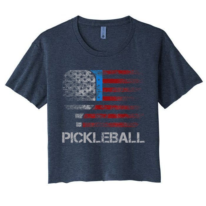 Us Flag Pickleball Player Paddleball Lover Crop Top