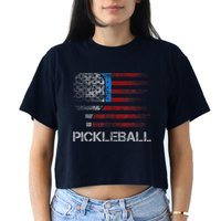 Us Flag Pickleball Player Paddleball Lover Crop Top