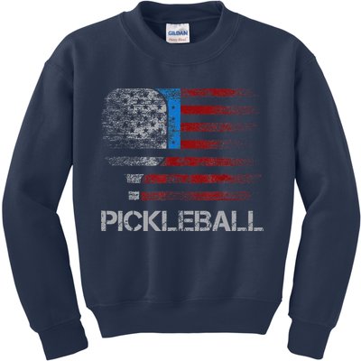 Us Flag Pickleball Player Paddleball Lover Kids Sweatshirt