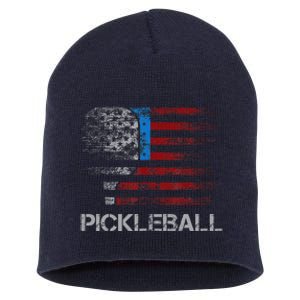 Us Flag Pickleball Player Paddleball Lover Short Acrylic Beanie