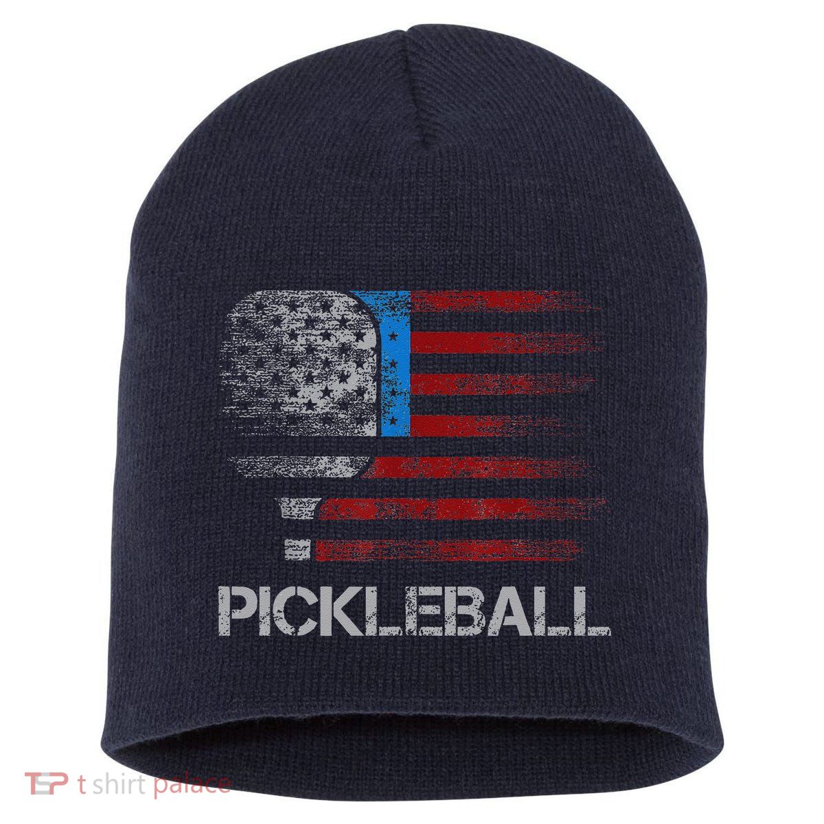 Us Flag Pickleball Player Paddleball Lover Short Acrylic Beanie