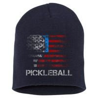 Us Flag Pickleball Player Paddleball Lover Short Acrylic Beanie