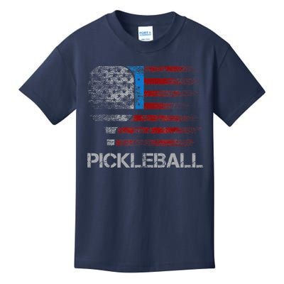 Us Flag Pickleball Player Paddleball Lover Kids T-Shirt