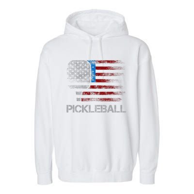 Us Flag Pickleball Player Paddleball Lover Garment-Dyed Fleece Hoodie