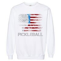 Us Flag Pickleball Player Paddleball Lover Garment-Dyed Sweatshirt