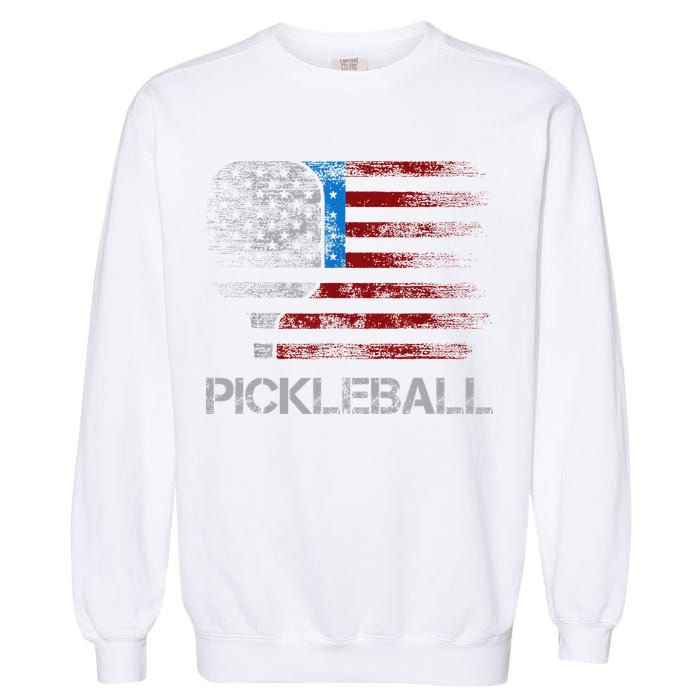 Us Flag Pickleball Player Paddleball Lover Garment-Dyed Sweatshirt