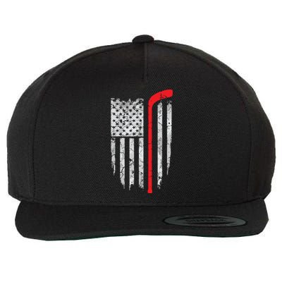 US Flag Patriotic American Hockey Player Ice Hockey Wool Snapback Cap