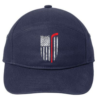 US Flag Patriotic American Hockey Player Ice Hockey 7-Panel Snapback Hat