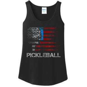 Us Flag Pickleball Player Paddleball Lover Ladies Essential Tank