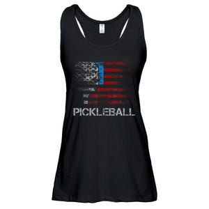 Us Flag Pickleball Player Paddleball Lover Ladies Essential Flowy Tank