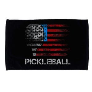 Us Flag Pickleball Player Paddleball Lover Microfiber Hand Towel