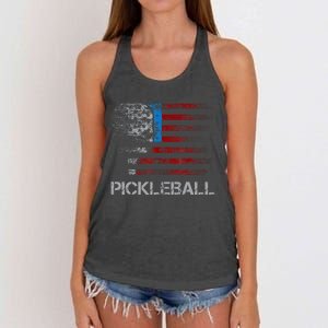 Us Flag Pickleball Player Paddleball Lover Women's Knotted Racerback Tank