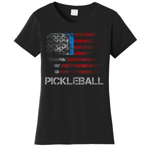 Us Flag Pickleball Player Paddleball Lover Women's T-Shirt